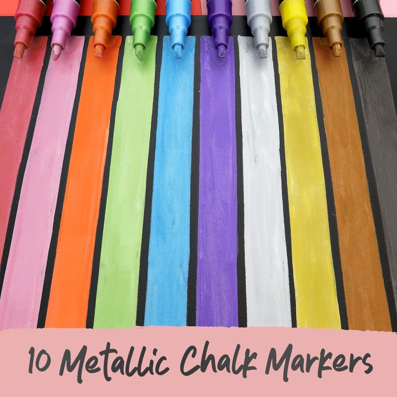 Chalk Markers (10 Pack) Liquid Chalk Pens - For Blackboards, Chalkboard, Bistro Menu, Window - Wet Wipe Erasable - 6mm Reversible Bullet & Chisel Tip